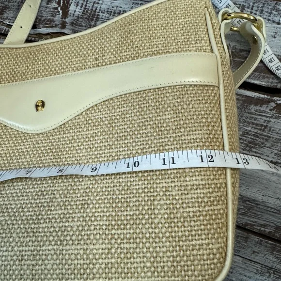 Etienne Aigner Beige and Cream Woven Crossbody Bag - Picture 8 of 9